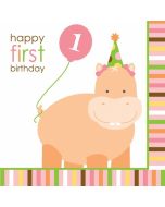 16 serviettes 1er anniversaire animaux fille