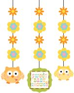 Suspensions baby-shower hibou  x3
