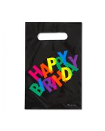 6 sacs de fête Happy Birthday multicolores