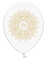 6 Ballons communion blanc et or