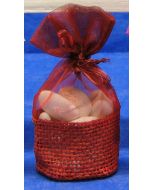 Bourses en jute et organza - bordeaux 5,5 cm x 12 cm 