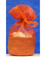 Bourses en jute et organza - orange 5,5 cm x 12 cm 