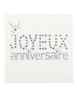 Serviettes Joyeux anniversaire -  blanc lot de 20