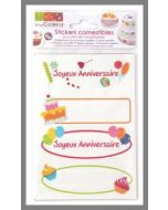 Stickers alimentaires "joyeux anniversaire"