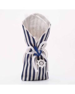 x5 Sachet Dragées Rayé Bleu Marin 18 cm