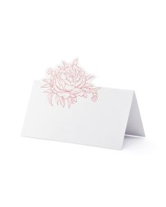 10 marque places blanc pivoine rose