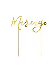 Cake Topper Mariage Or