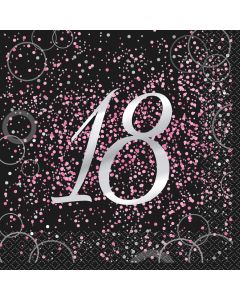 16 serviettes anniversaire 18 ans confettis roses