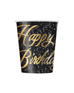 8 gobelets "Happy Birthday" confettis or