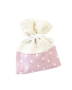 x4 Sachets en tissu rose avec coeur