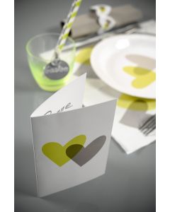 Carton Menu Coeur Vert et Gris x 10