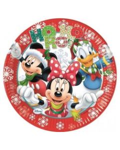 8 assiettes Mickey, Minnie et Donald Noël 23 cm