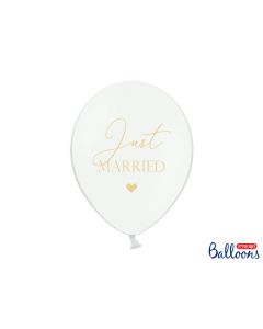 Ballons de baudruche blanc Just Married x 6