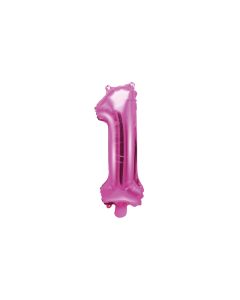 Ballon métallisé fuchsia chiffre 1 - 36 cm