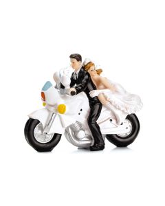 Couple de mariés à moto