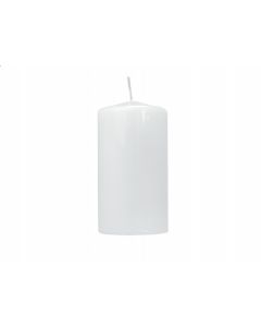 bougie pilier laquée - couleur blanche - 12 x 6 cm