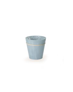 Cache pot bleu tendre thème mer en bois 15 x 15 cm
