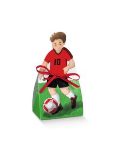 10 Boîtes à dragées footballeur maillot rouge