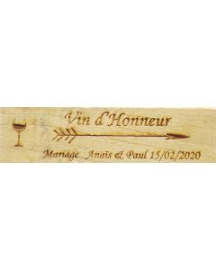 Pancarte mariage Vin d'honneur personnalisée en bois