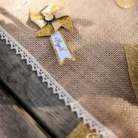 CHEMIN DE TABLE JUTE ET DENTELLE 36cm x 5m