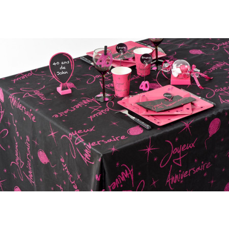 Nappe Joyeux Anniversaire Fuchsia
