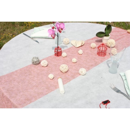 Rouleau Organdi Arabesque Rouge Chemin Table Noel Chemin Table