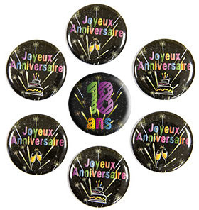7 Badges Anniversaire 18 Ans Noir 7 Badges Anniversaire 18 Ans Noir