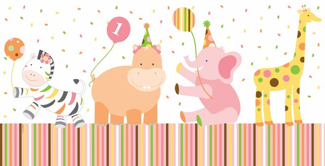 Anniversaire 1 An Fille Theme Animaux Nappe A Prix Mini